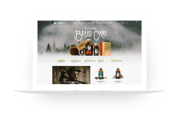 Texas Beard Company Home Page On Laptop